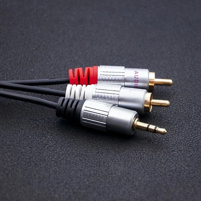 Kabllo audio Qoltec 2xRCA në 3.5mm minijack, 1m, e zezë