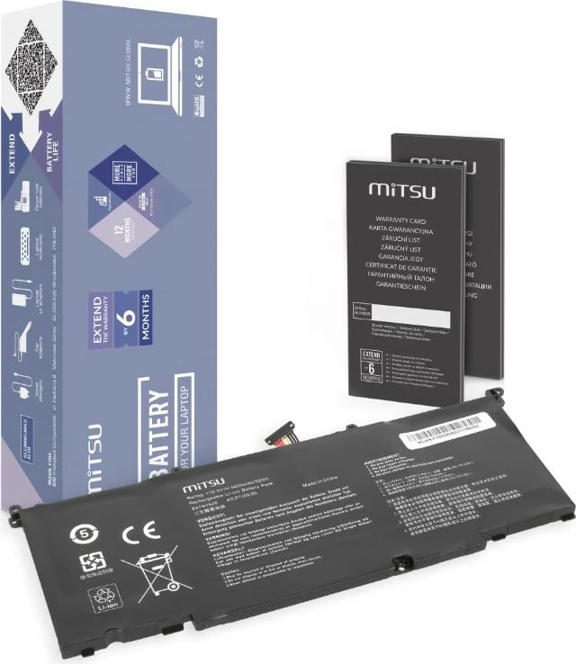 Bateri laptop Mitsu për Asus ROG Strix GL502VM FX502VD, 3400 mAh, 15.2V, e zezë