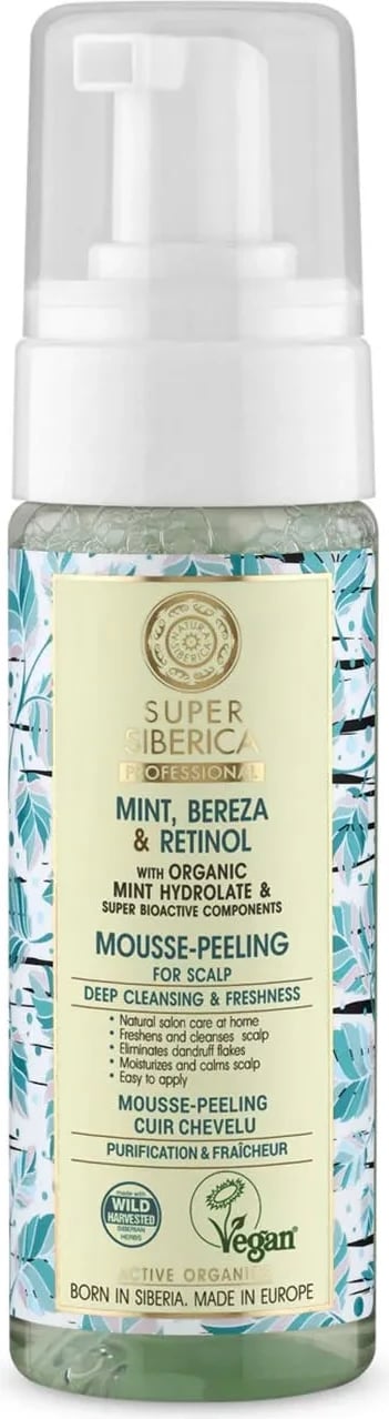 Shkumë për skalp unisex Natura Siberica Super Siberica Mint, Bereza & Retinol 400ml