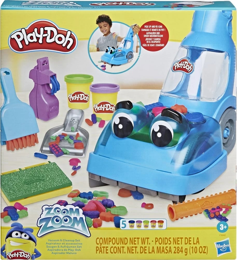 Set lodrash Play-Doh Zoom Zoom Vacuum & Cleanup, Hasbro, shumëngjyrësh