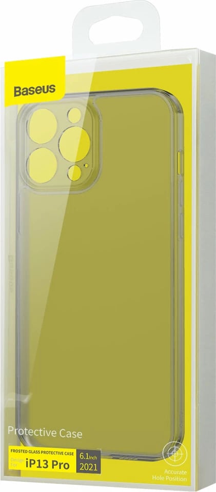 Mbështjellës Baseus Frosted Glass Case për iPhone 13 Pro, xham i mat, kornizë xheli, e zezë