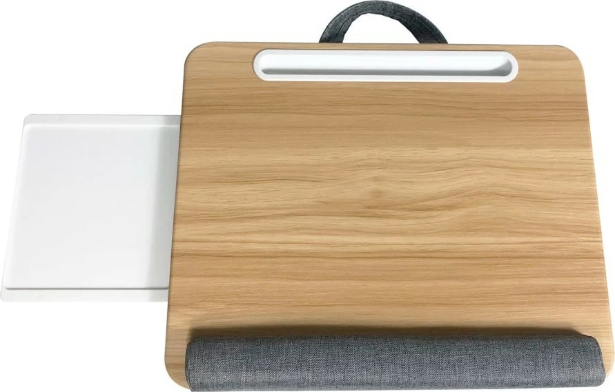 Podstavec laptopi Techly ICA-TBL 102 me bazë të butë, raft maus, 410x335mm, Gri/Dru