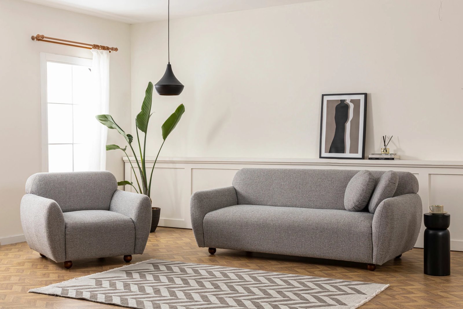 Divan treshe, ngjyrë gri e çelët, Atelier del Sofa, Eddy
