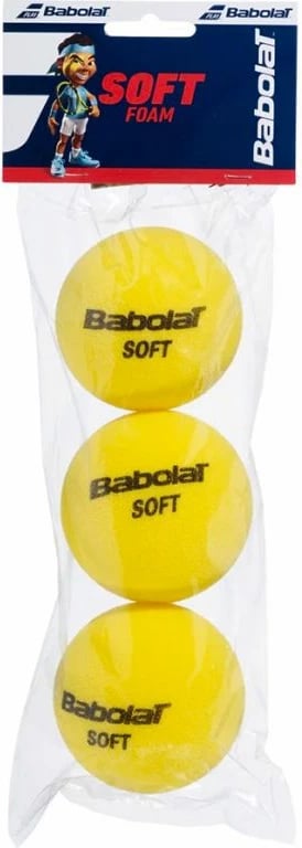 Topat e tenisit për fëmijë Babolat Soft Foam, 3 copë, të verdhë