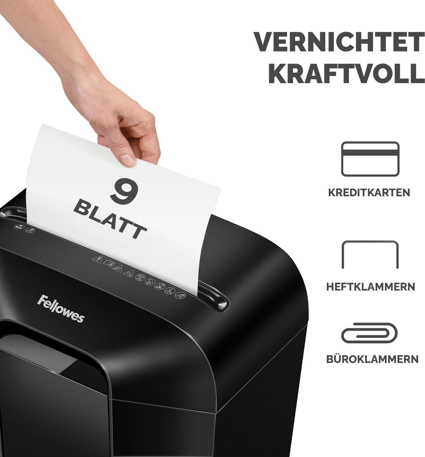 Shredder Fellowes Powershred LX50, 17L, 9 fletë, particle-cut, e zezë