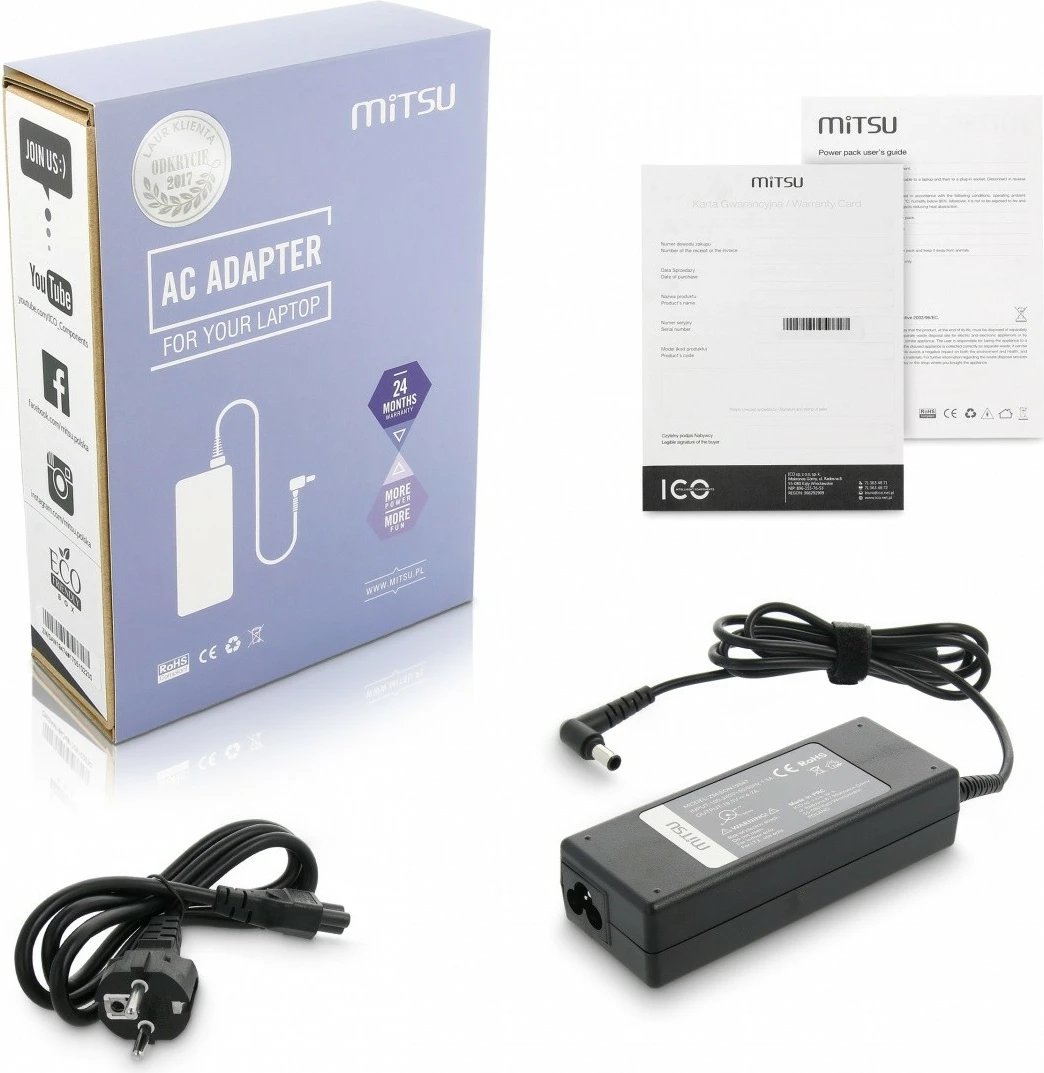 Karikues laptopi Mitsu ZM/SON19547, 19.5V 4.7A, 80W, për Sony, i zi
