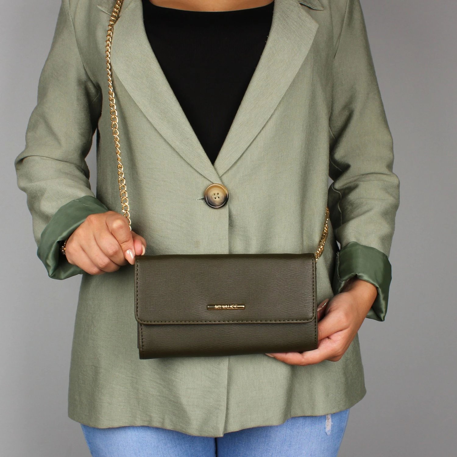 Portofol me zinxhir, ngjyrë kaki, Zoozie Bags, 1432