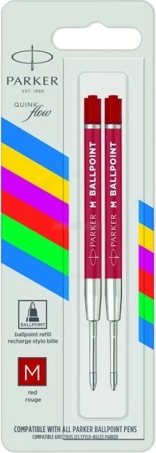 Mbushës stilolapsi Parker Quinkflow, medium, 0.7mm, i kuq, 2 copë