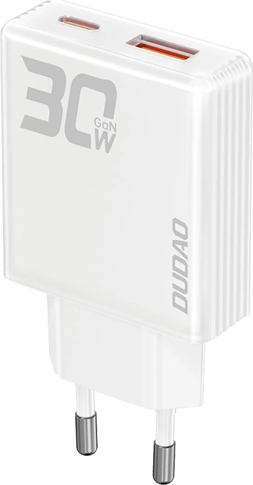 Karikues muri Dudao A30EU, GaN, 30W, 2 porta USB-A/USB-C, i bardhë