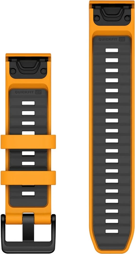 Rrip silikoni Garmin QuickFit për smartwatch, 22 mm, ngjyrë grafit/portokalli