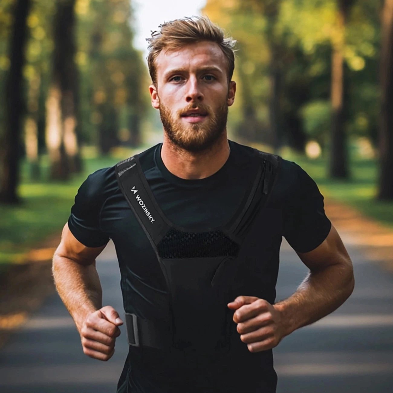 Jelek reflektues sportiv Wozinsky WKDB1, poliestër, 150g, i zi