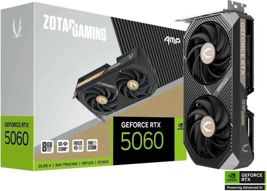 Kartë grafike ZOTAC GeForce RTX 5060 AMP ZT-B50600F-10M 8GB GDDR7 128-bit 3xDisplayPort/HDMI