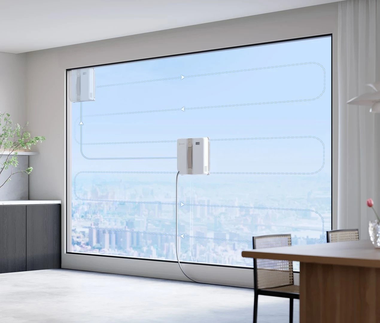 Robot pastrues dritare Ecovacs Winbot MINI, 3000 mAh, Bezhe