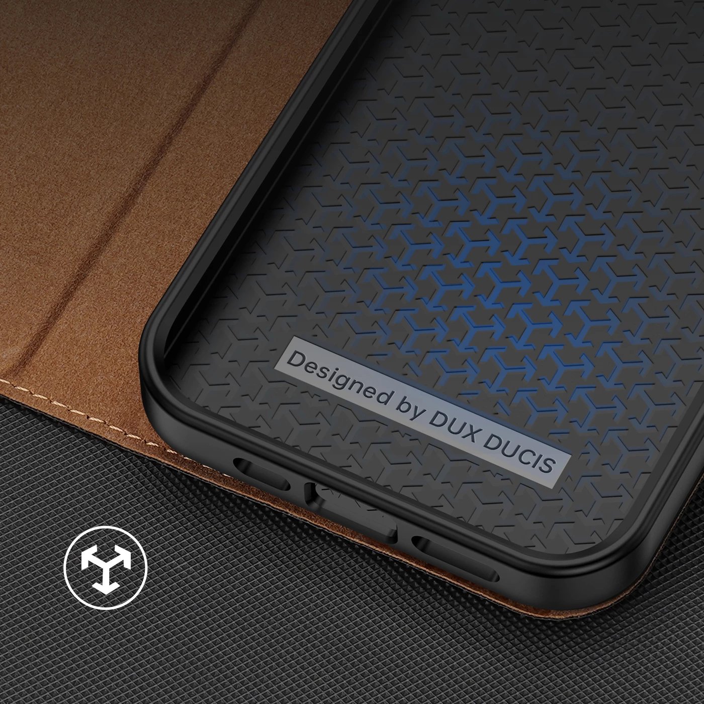 Mbështjellës Dux Ducis Skin X2 për iPhone 14 Pro Max, me kapak magnetik, kafe