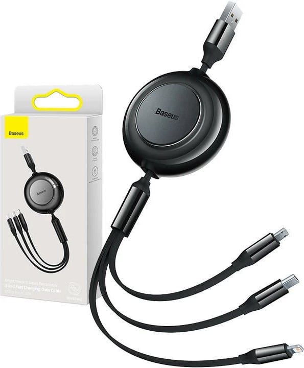 Kabllo 3-në-1 Baseus Bright Mirror 2, 1.1m, Micro USB/USB-C/Lightning, e zezë