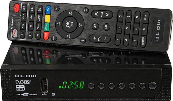 Dekoder BLOW DVB-T2 8000FHD Premium, Full HD, H.265 HEVC, me pilot, i zi