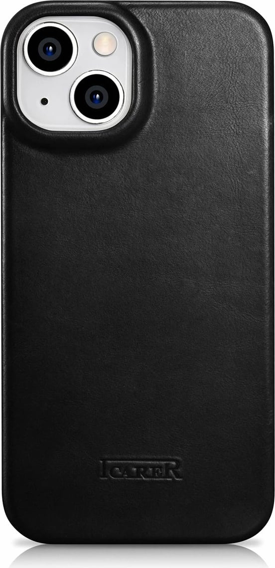 Mbështjellës iCarer Oil Wax Premium Leather Folio për iPhone 14 Plus, MagSafe, i zi Mbështjellës iCarer Oil Wax Premium Leather Folio për iPhone 14 Plus, MagSafe, i zi