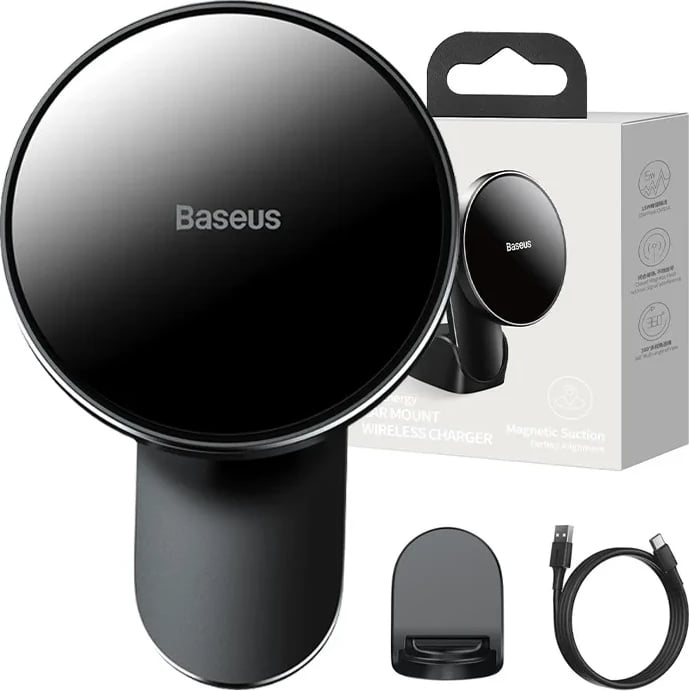 Mbajtës magnetik me karikues wireless Baseus WXJN-01 për iPhone 12/13, 15W, i zi
