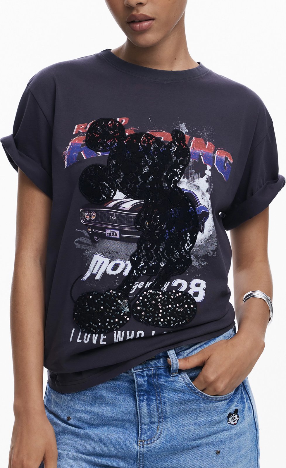 Maicë Desigual Mickey Lace femra, e zezë