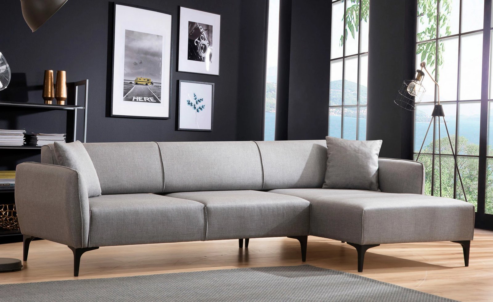 Këndore Belissimo, ngjyrë gri, Atelier del Sofa, anë e djathtë