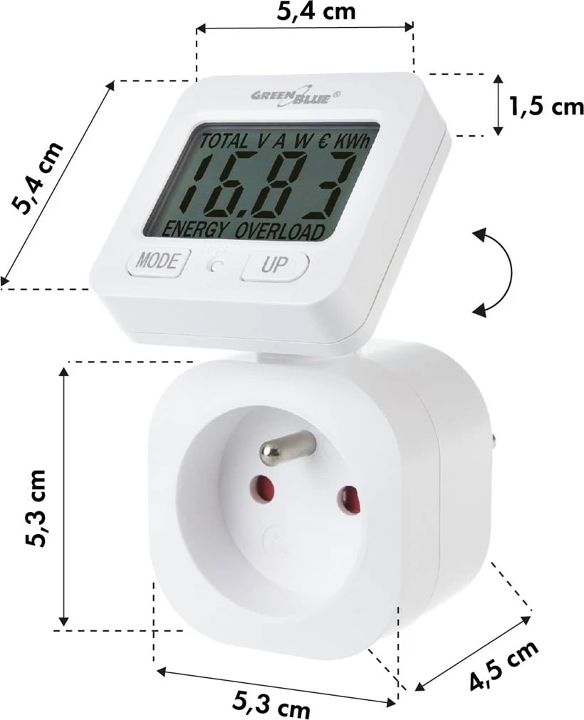 Matës energjie GreenBlue GB615 E, 16A, max. 3680W, i bardhë
