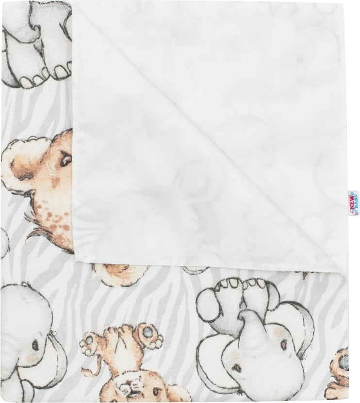 Pelenë flanelle e papërshkueshme nga uji, New Baby Zoo, 57 x 47 cm, pambuk, gri, 1 copë