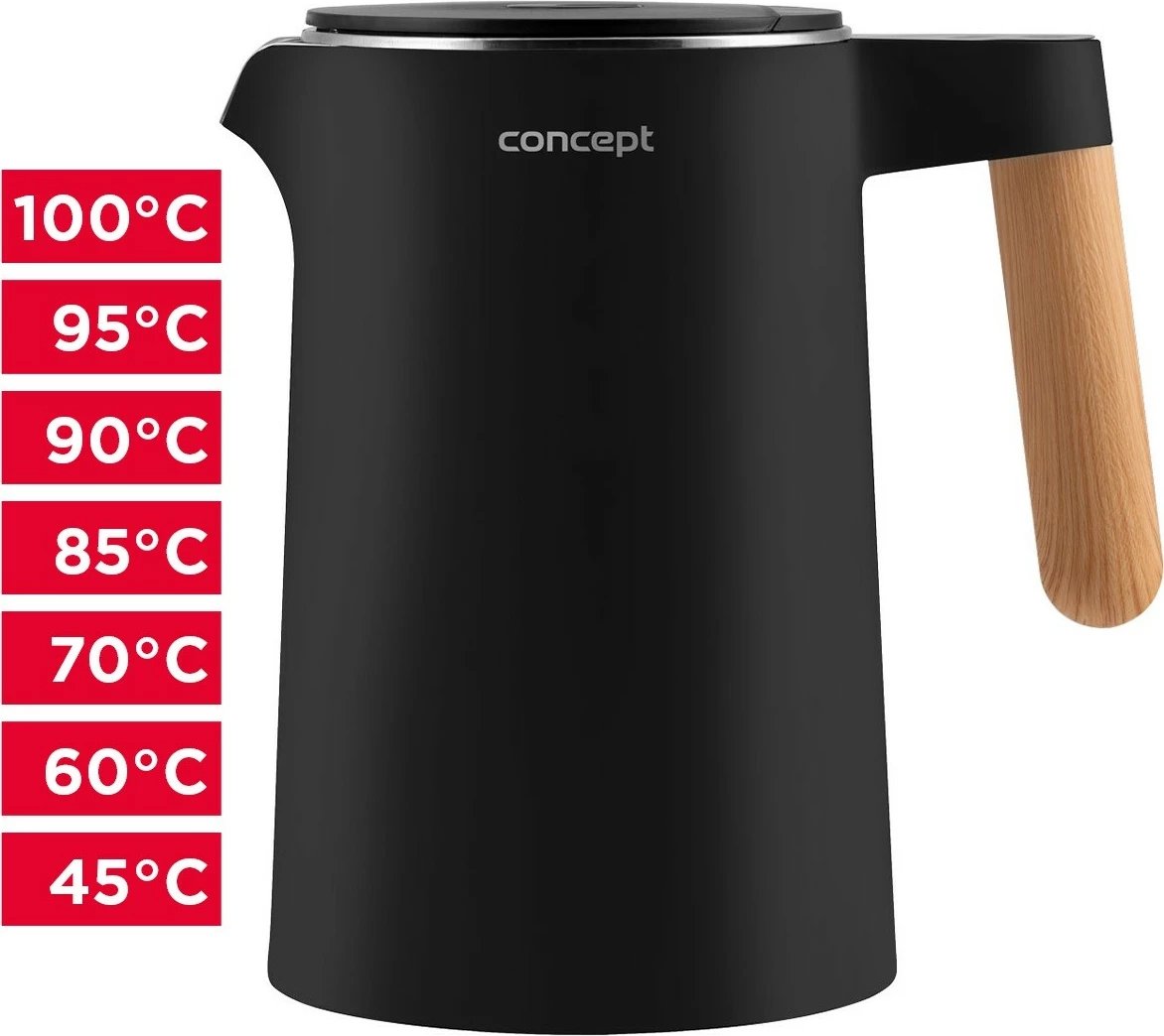 Ibrik elektrik Concept RK3301, 1.5L, rregullim temperature, Cool Touch, i zi