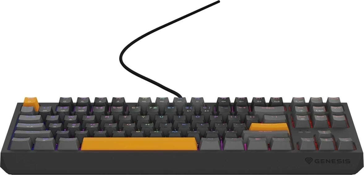 Tastierë mekanike GENESIS Thor 230 TKL, QWERTY, RGB, Wireless + Bluetooth + USB, Zezë/Gri/Portokalli