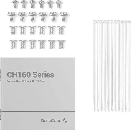 Kasë DeepCool CH160 WH, Mini-ITX, xham i temperuar, SFF, e bardhë