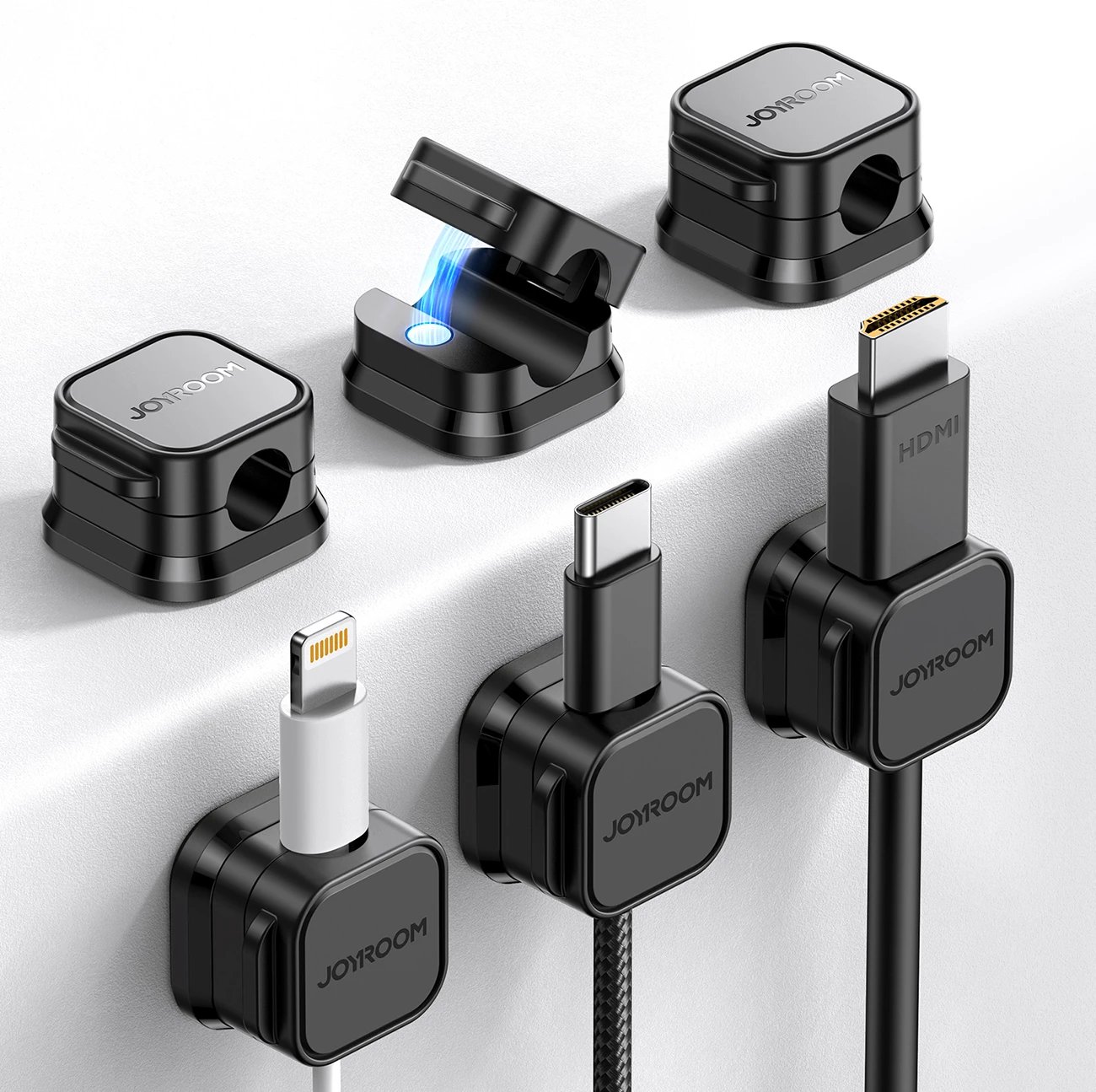 Organizues magnetik për kabllo Joyroom JR-ZS368, 6 copë, i zi