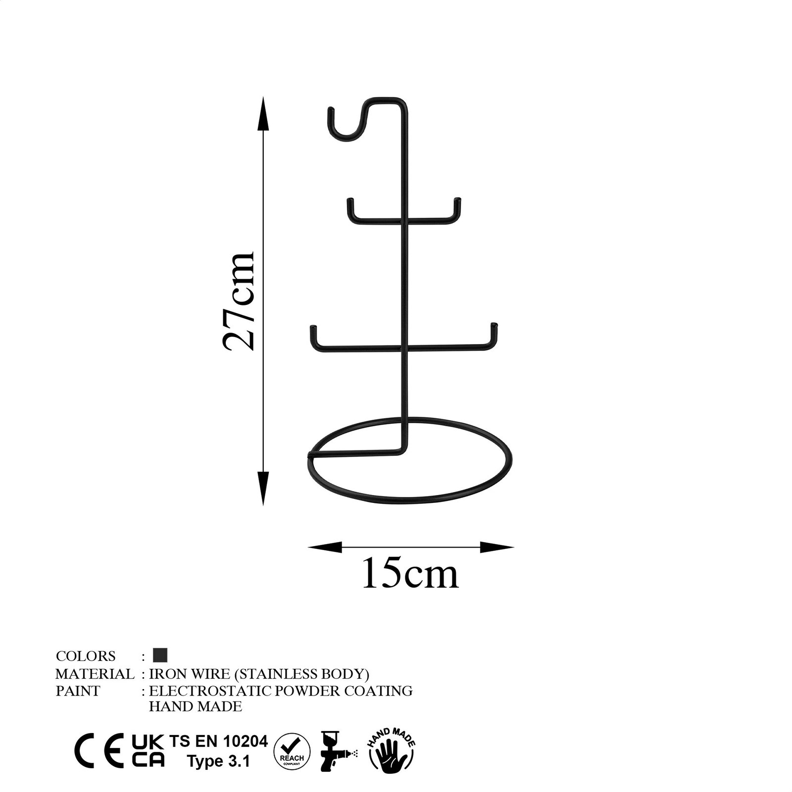 Organizues bizhuterish, dizajn Aberto, TK-003-B, ngjyrë e zezë