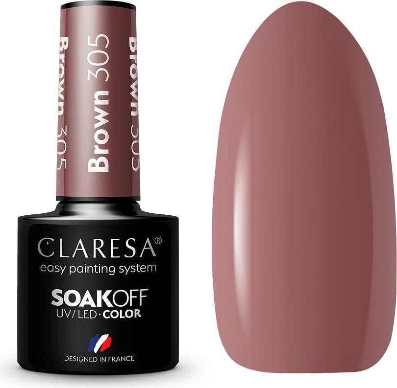 Llak për thonj për femra Claresa Soak Off UV/LED Hybrid 305, 5g, kafe