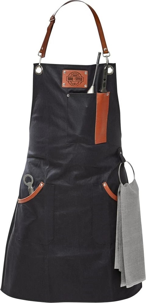 Përparëse BBQ GEFU G-89421, e zezë me detaje lëkure