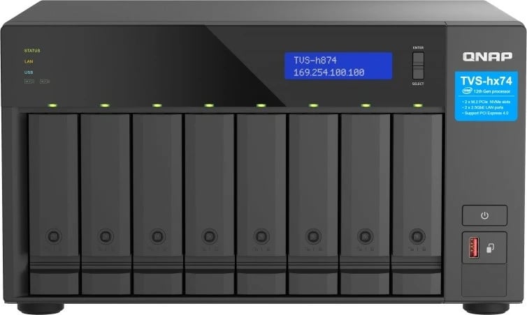 NAS QNAP TVS-h874-i5-32G, Intel Core i5-12400, 32 GB RAM, 8 vende për disqe, Tower, E zezë