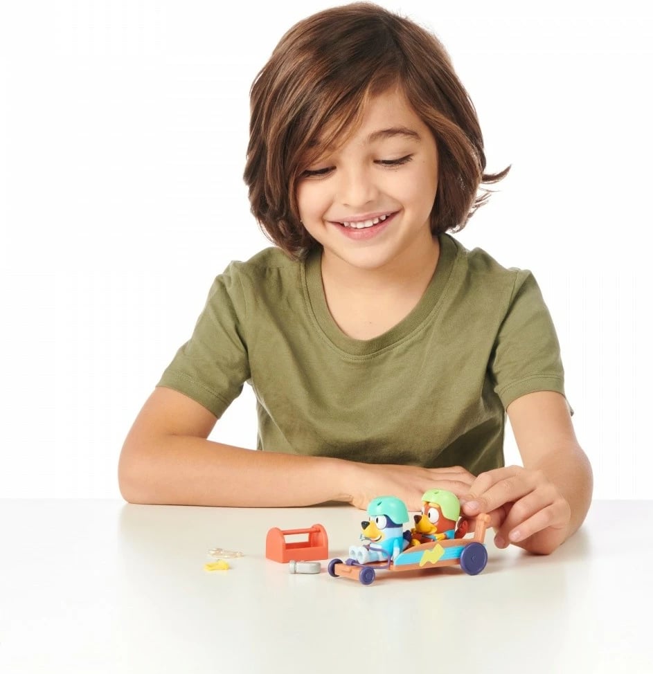 Set figurina Bluey Tm Toys BLU17357 me gokart, për fëmijë, shumëngjyrëshe
