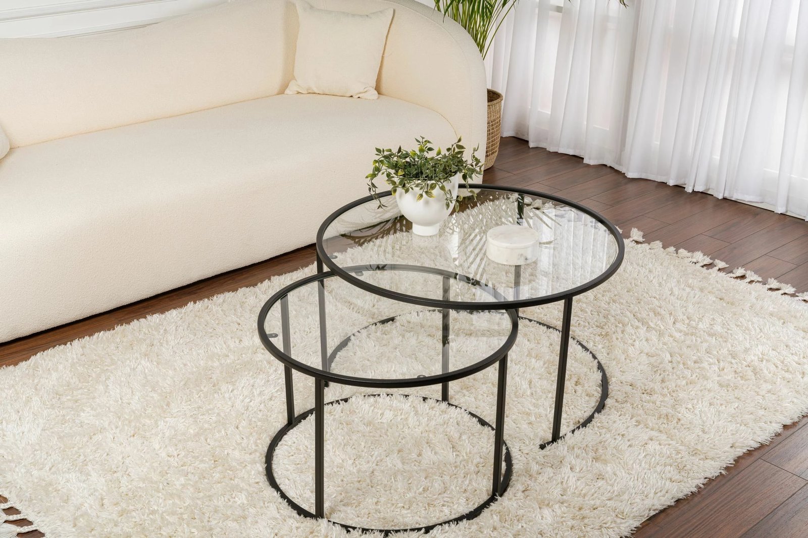 Set tavolinash kafeje Nordure, Aurum - 80, 60 - e zezë, transparente