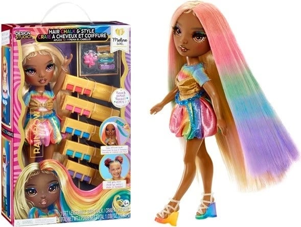 Lodër modë MGA Rainbow High Hair Chalk & Style, Meline, Shumëngjyrëshe