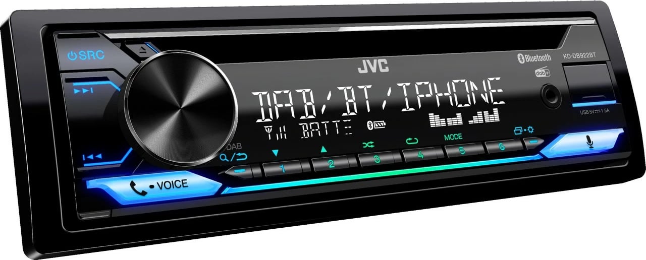 Radio makine JVC KD-DB922BT, Bluetooth, 7.1 kanale, USB, e zezë