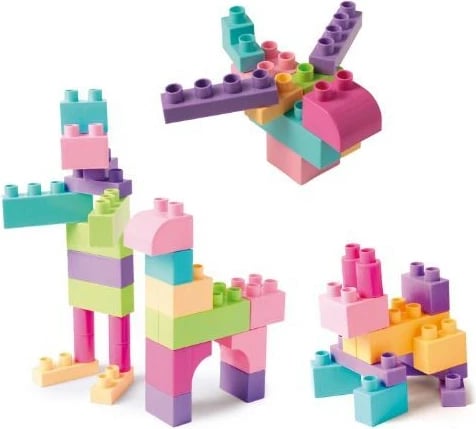 Set blloqe ndërtimi për fëmijë Wader Kids Blocks 50 copë, rozë