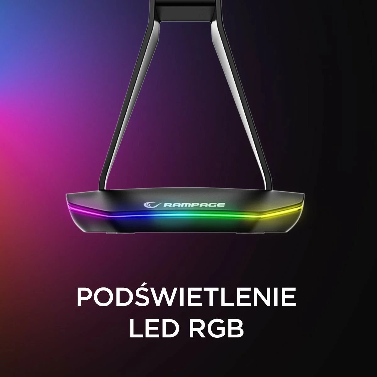 Stojak kufje Rampage T14, gaming, RGB, 2x USB, e zezë