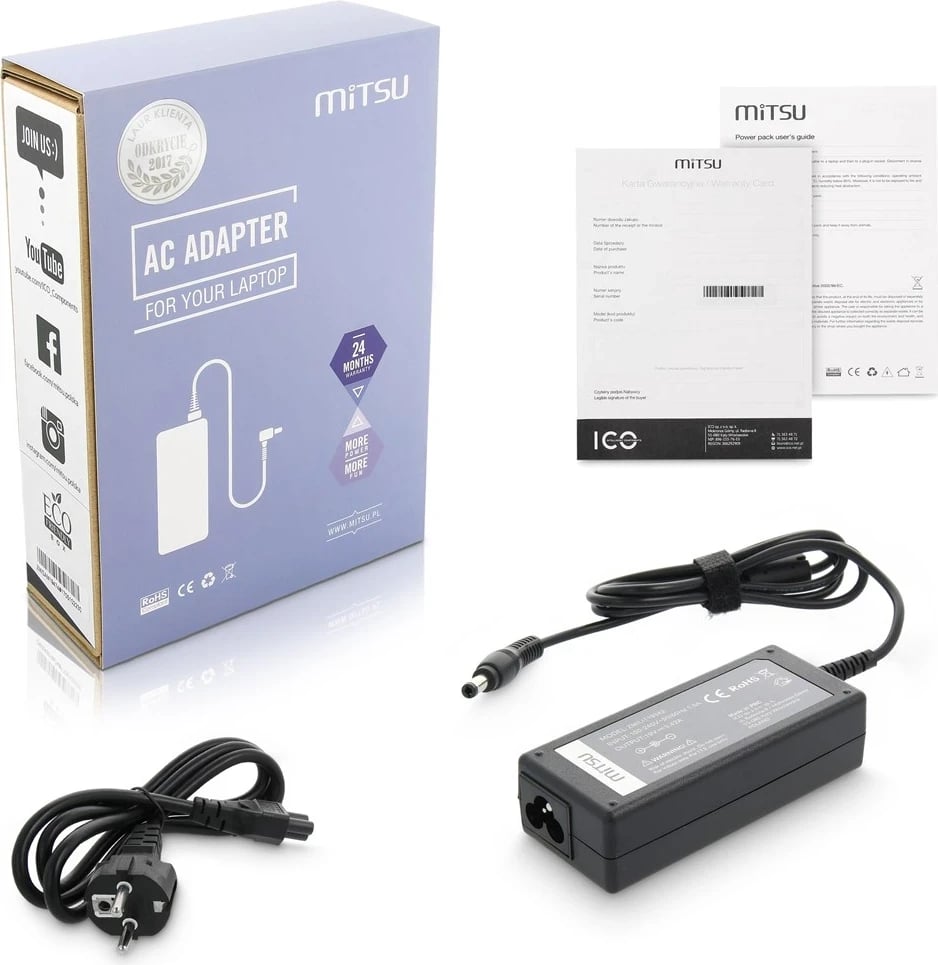 Karikues për laptop MITSU, 19V, i zi