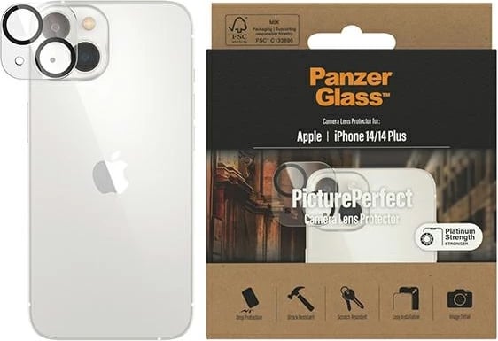 Mbrojtës kamerë PanzerGlass për iPhone 14 / 14 Plus, xham i temperuar