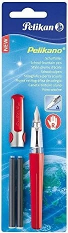 Stilograf Pelikan 971226, sistem kartridha, çelik inox, e kuqe