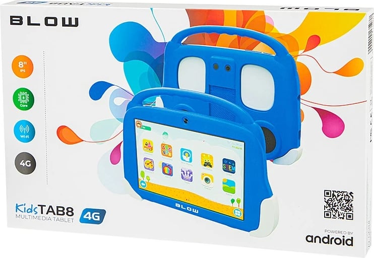 Tablet për fëmijë BLOW KidsTAB8 4G, 8", 4GB RAM, 64GB, Android 12, Kaltër