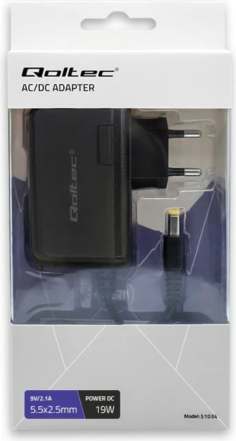 Furnizues energjie Qoltec 51034, 19W, 9V, 2.1A, 5.5x2.5mm, i zi