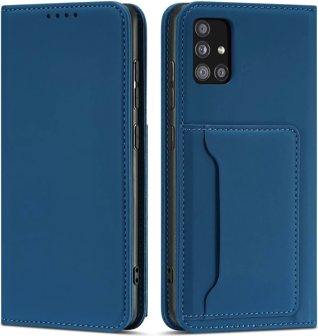 Mbështjellës magnetik Hurtel për Samsung Galaxy A12 5G, me kapak, portofol, Kaltër