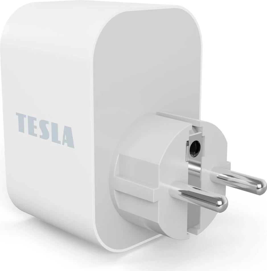 Priza inteligjente Tesla TSL-SPL-SP300-3USB, me 3 USB, e bardhë