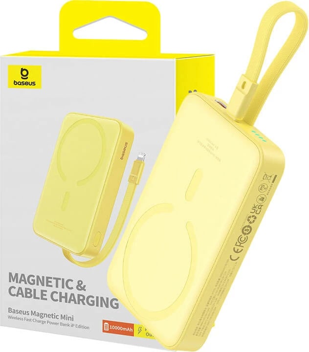 Powerbank Baseus Magnetic Mini 10000mAh, 20W, MagSafe, e verdhë