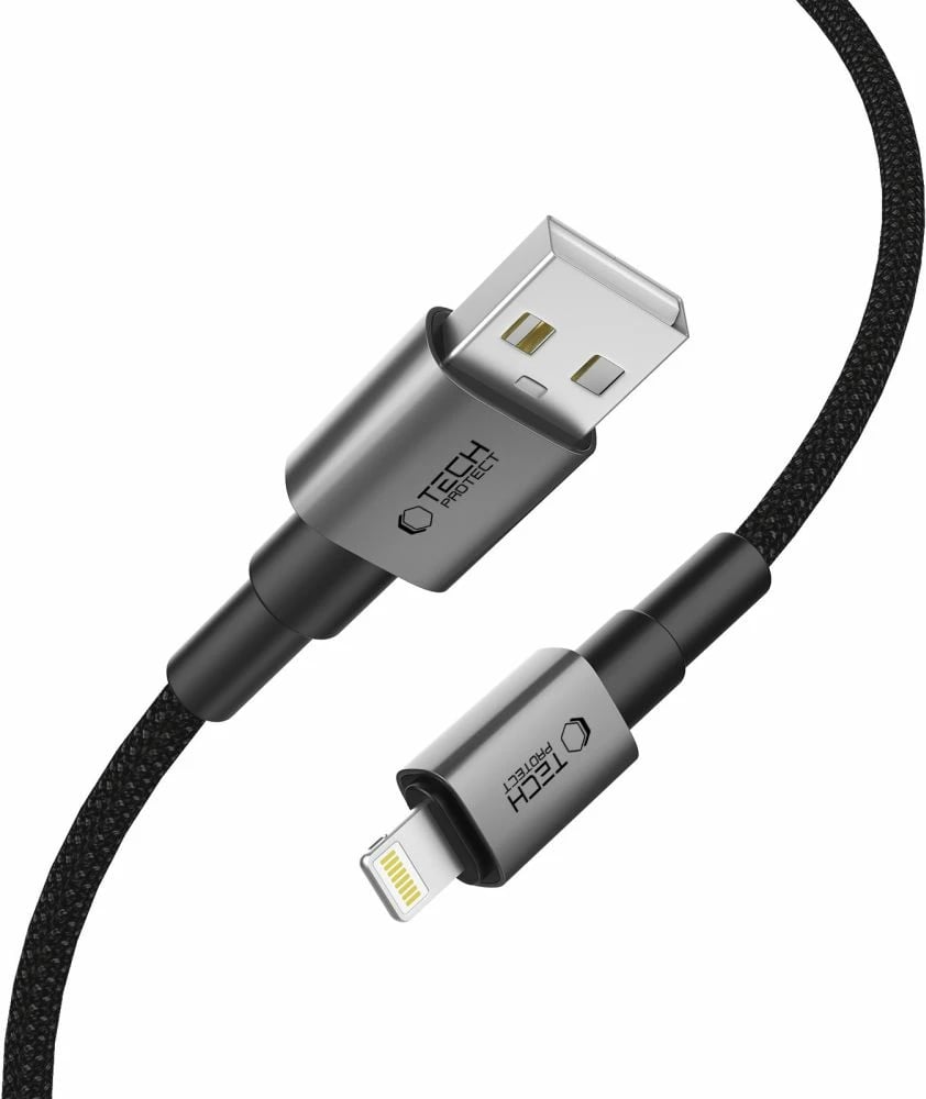 Kabllo karikimi Tech-Protect UltraBoost DNA, USB-A në Lightning, 100 cm, Gri