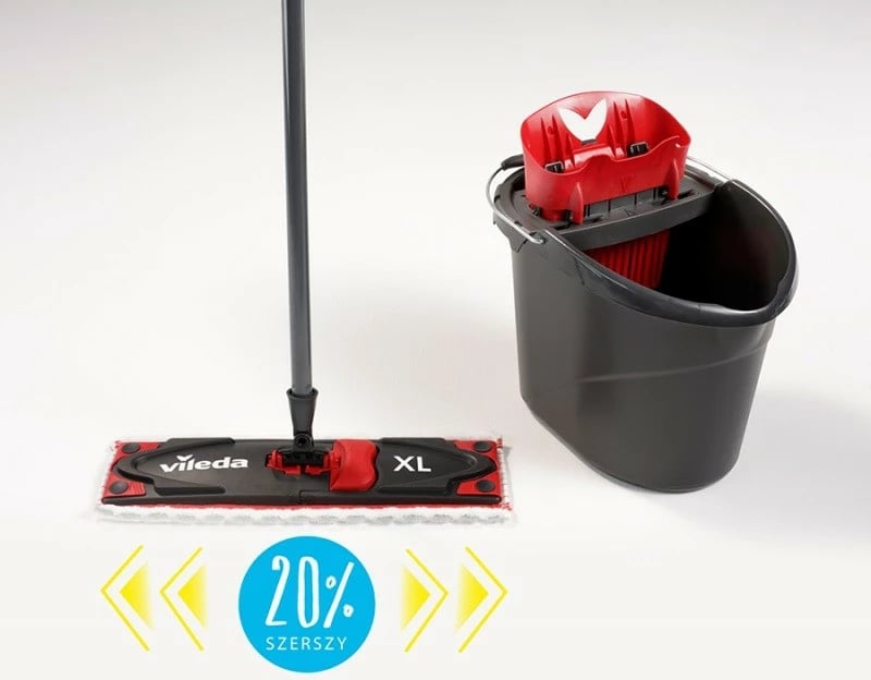 Set mop Vileda UltraMax BOX XL me kove dhe shtrydhëse, i zi/kuq
